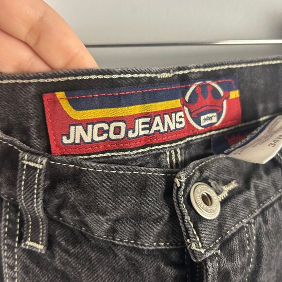 JNCO Rare VINTAGE 90s Y2K  Black Wide Leg Jeans 34W x 30L - Picture 3 of 8